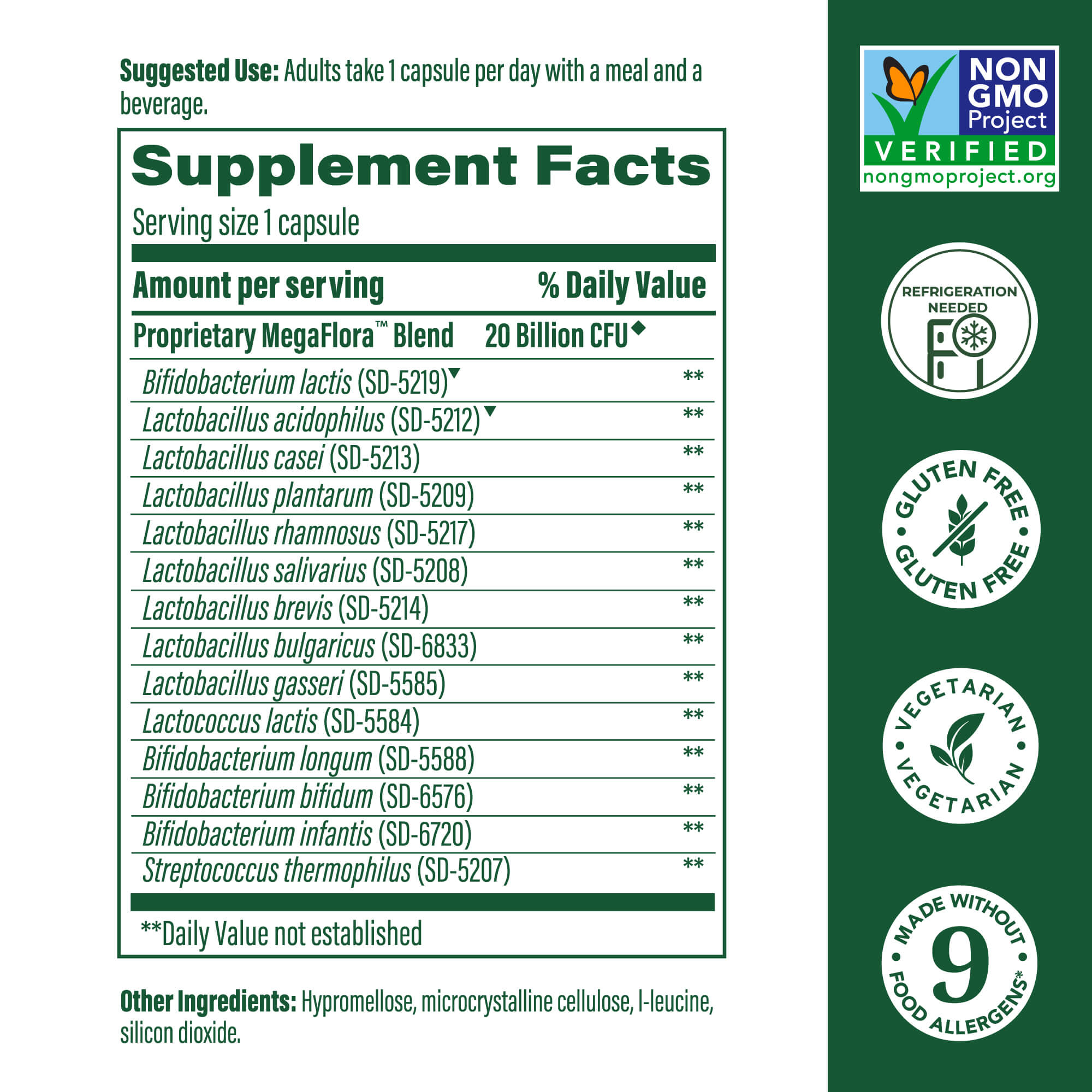 MegaFlora Original Supplement Facts